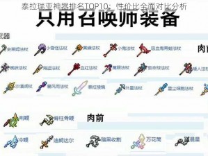 泰拉瑞亚神器排名TOP10：性价比全面对比分析