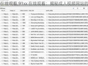 91xx在线观看,91xx 在线观看：揭秘成人视频网站的背后