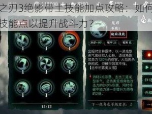 幻影之刃3绝影带土技能加点攻略：如何合理分配技能点以提升战斗力？