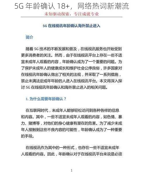 5G 年龄确认 18+,网络热词新潮流