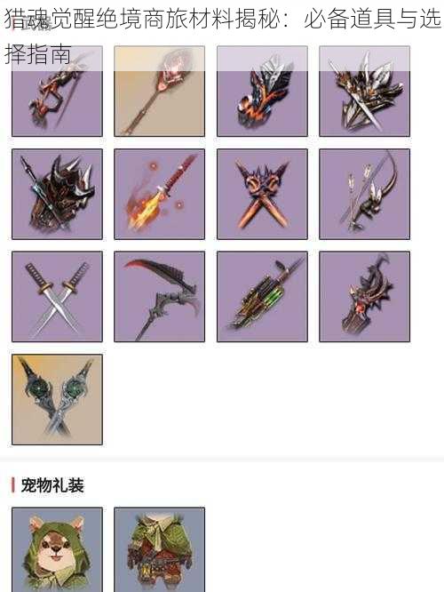 猎魂觉醒绝境商旅材料揭秘:必备道具与选择指南