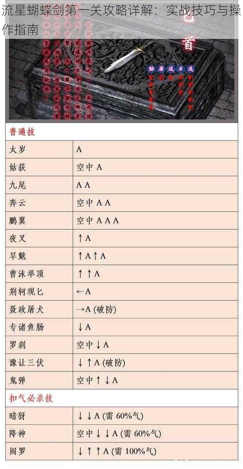 流星蝴蝶剑第一关攻略详解:实战技巧与操作指南