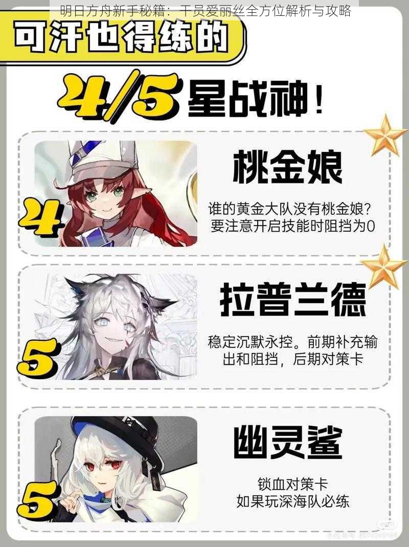 明日方舟新手秘籍:干员爱丽丝全方位解析与攻略