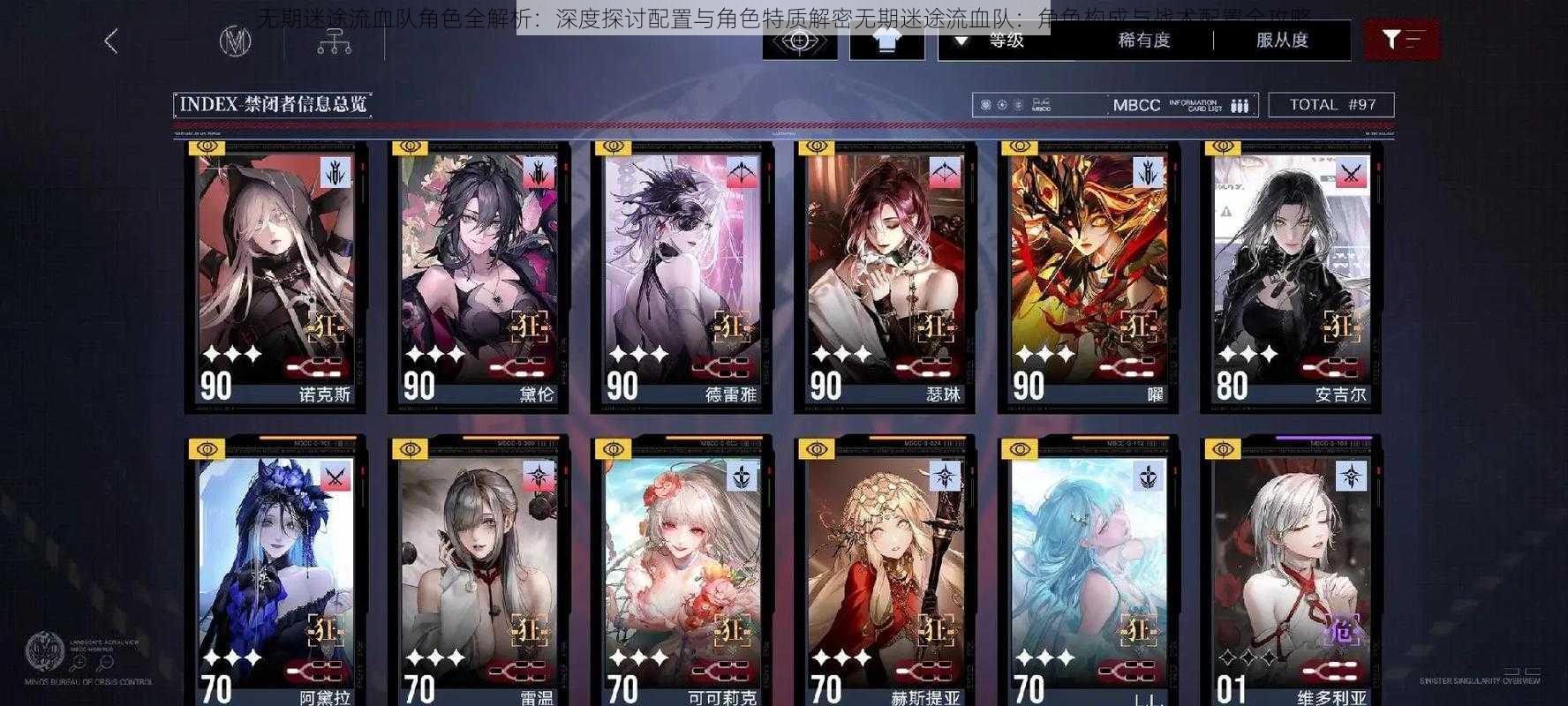 无期迷途流血队角色全解析:深度探讨配置与角色特质解密无期迷途流血队:角色构成与战术配置全攻略
