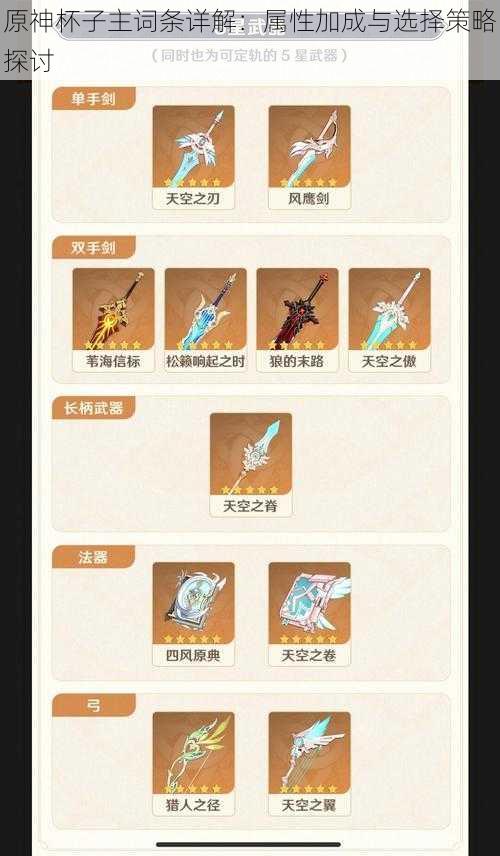 原神杯子主词条详解：属性加成与选择策略探讨