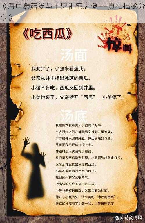 《海龟蘑菇汤与闹鬼祖宅之谜——真相揭秘分享》