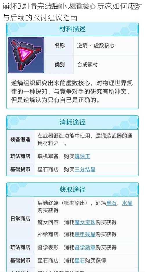 崩坏3剧情完结后小人消失,玩家如何应对与后续的探讨建议指南