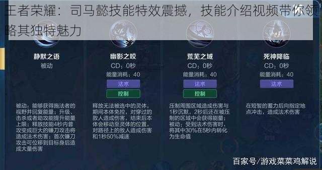 王者荣耀:司马懿技能特效震撼,技能介绍视频带你领略其独特魅力