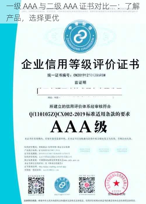 一级 AAA 与二级 AAA 证书对比一：了解产品，选择更优