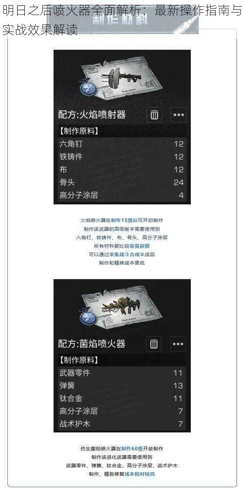 明日之后喷火器全面解析：最新操作指南与实战效果解读