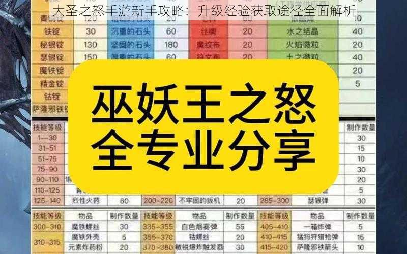 大圣之怒手游新手攻略：升级经验获取途径全面解析