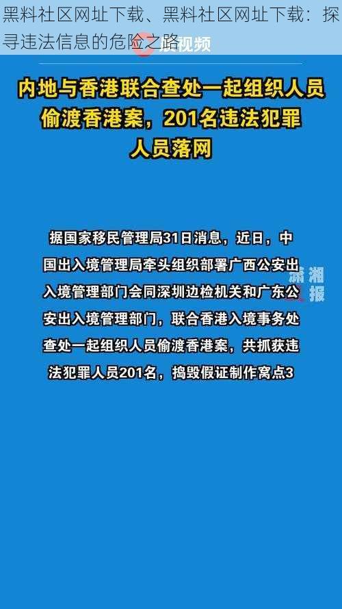 黑料社区网址下载、黑料社区网址下载：探寻违法信息的危险之路