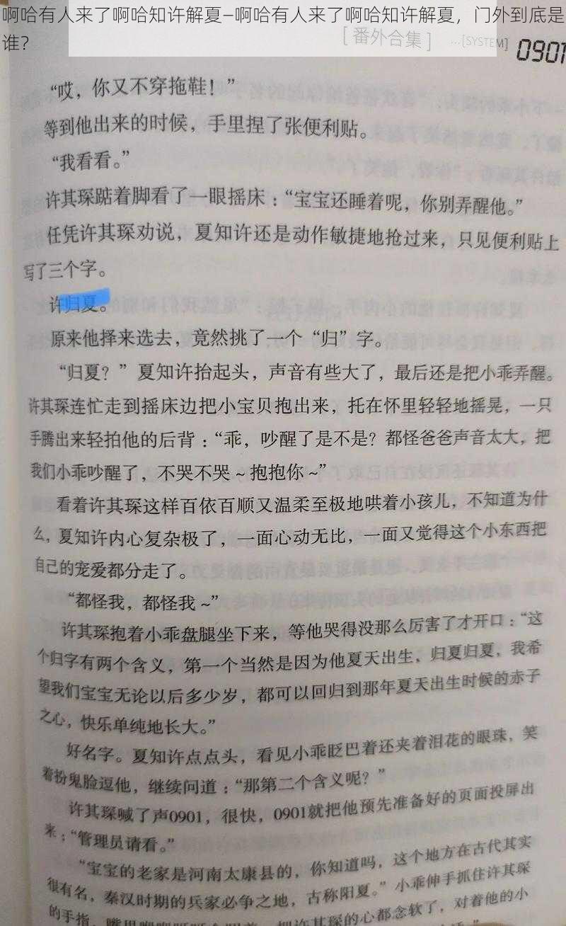 啊哈有人来了啊哈知许解夏—啊哈有人来了啊哈知许解夏，门外到底是谁？