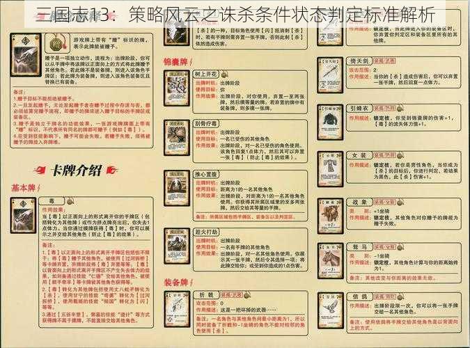 三国志13:策略风云之诛杀条件状态判定标准解析