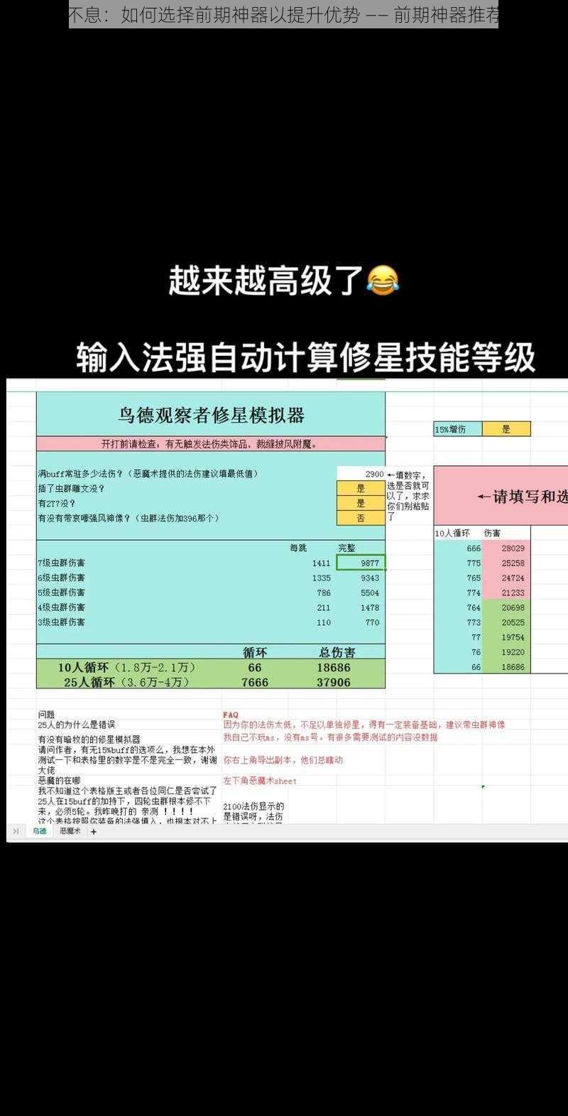 恶意不息:如何选择前期神器以提升优势 —— 前期神器推荐指南