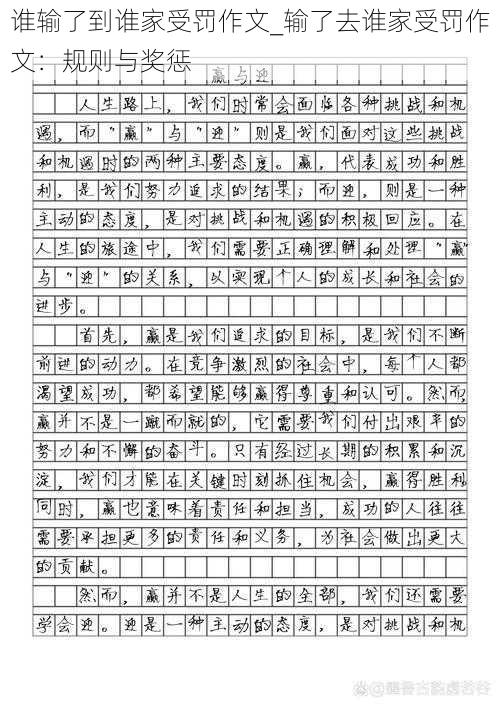 谁输了到谁家受罚作文_输了去谁家受罚作文：规则与奖惩