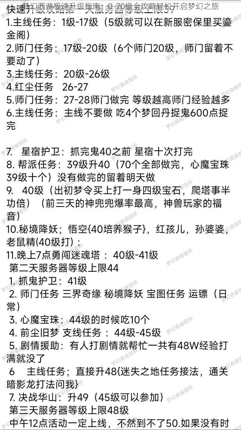 梦幻西游极速升级指南：0-70级全攻略轻松开启梦幻之旅