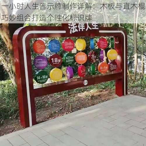 一小时人生告示牌制作详解:木板与直木棍巧妙组合打造个性化标识牌