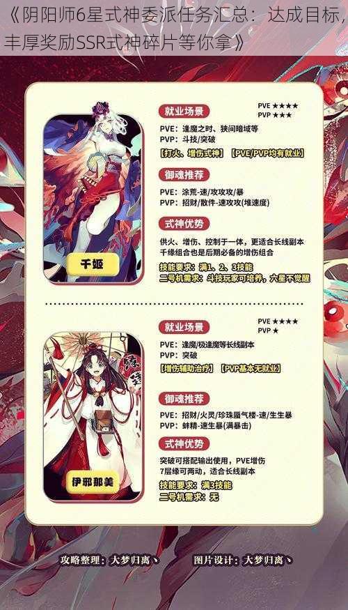 《阴阳师6星式神委派任务汇总:达成目标,丰厚奖励SSR式神碎片等你拿》