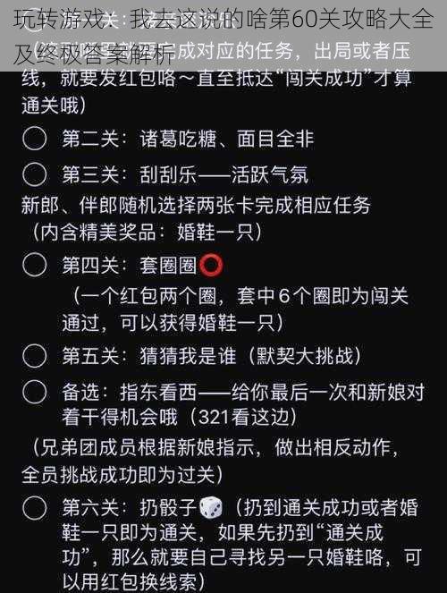 玩转游戏:我去这说的啥第60关攻略大全及终极答案解析