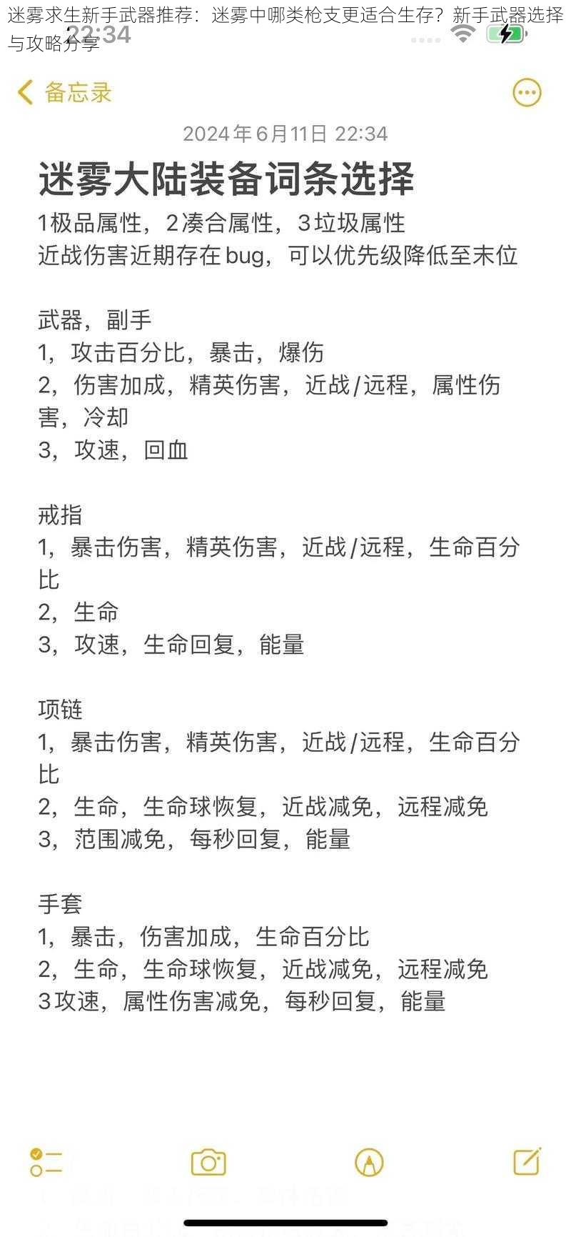 迷雾求生新手武器推荐：迷雾中哪类枪支更适合生存？新手武器选择与攻略分享