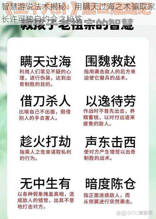 智慧游说法术揭秘：用瞒天过海之术骗取家长许可独自约会之秘笈