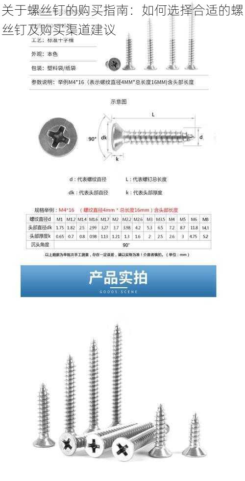 关于螺丝钉的购买指南：如何选择合适的螺丝钉及购买渠道建议