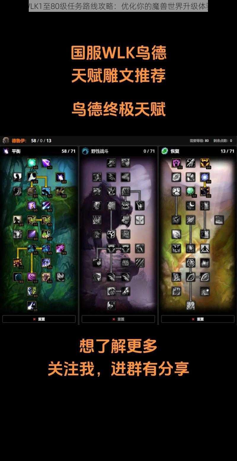 WLK1至80级任务路线攻略：优化你的魔兽世界升级体验